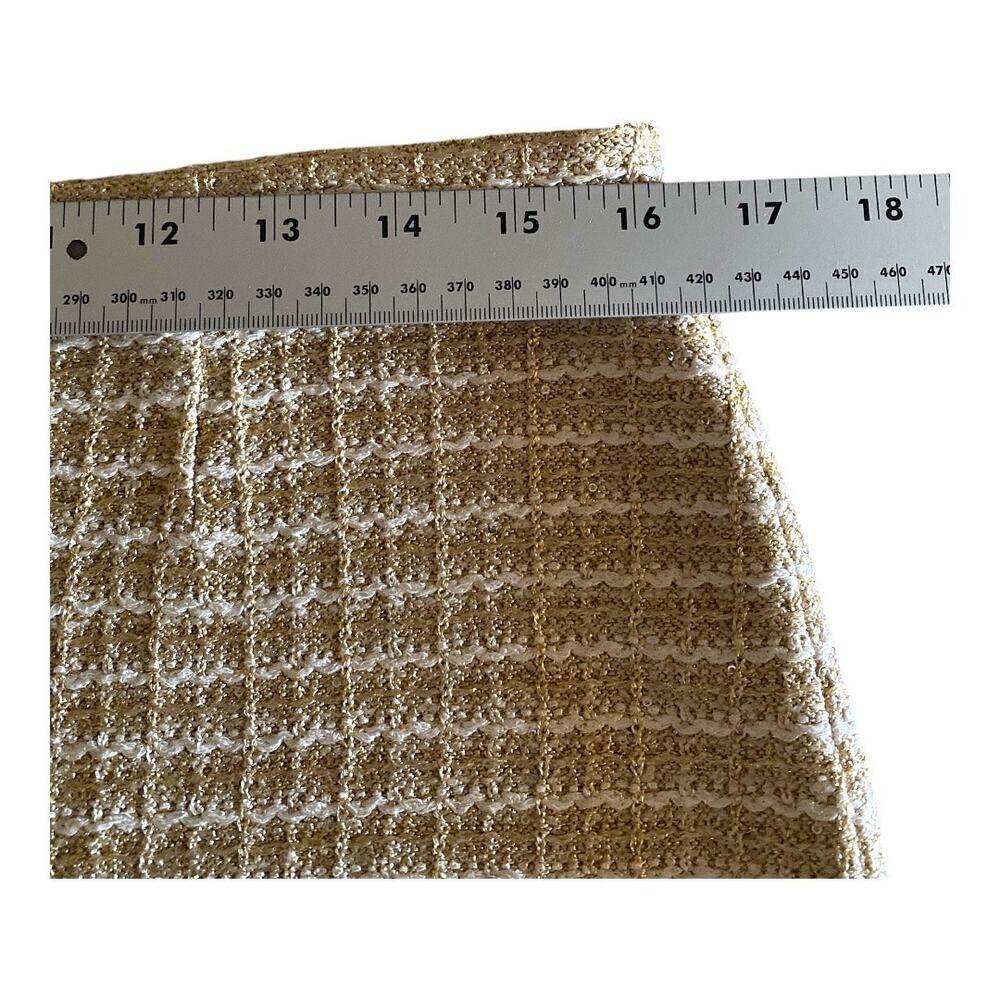 St John Tan Cream Gold Metallic Threads Designer Size 10 Jacket and Skirt Suit - Picture 11 of 16
